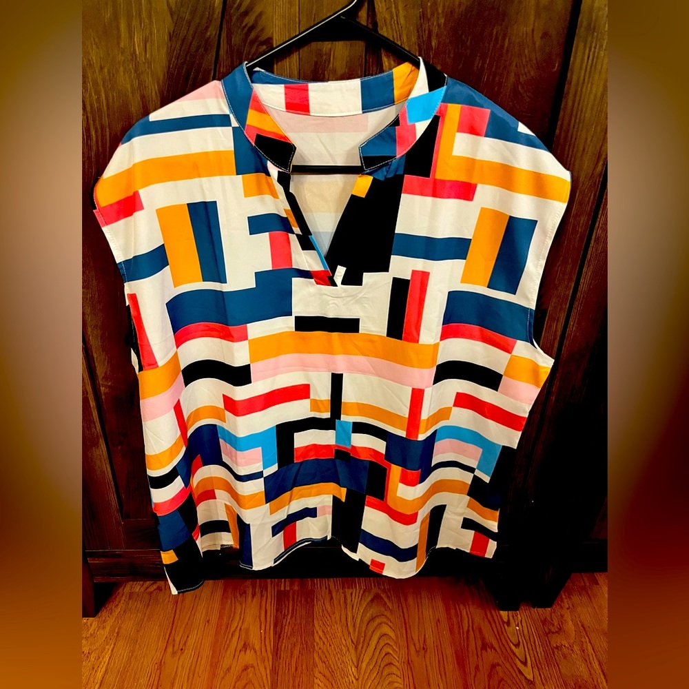 2xl colorful short sleeve top